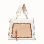 Fendi White/Tan Leather with Bows Runaway Small Bag
