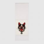 Gucci White Silk Cashmere Scarf with Bosco and Mink Pockets