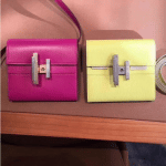 Hermes Rose Poudre and Yellow Mini Cinhetic Clutch Bags