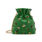Mulberry Field Green Soft Lamb Nappa with Jewels Lynton Mini Bucket Bag