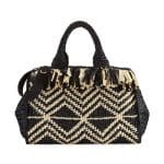 Prada Black Pattern Raffia Large Tote Bag