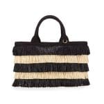 Prada Black/Natural Two-Tone Tiered Raffia Tote Bag