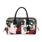 Prada Black/Red Comic Print Bowler Bag