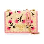 Prada Light Beige Floral Embroidered Basket Small Crossbody Bag