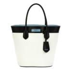 Prada White/Black City Calf Etiquette Tote Bag