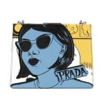 Prada White/Gray Woman Print Frame Shoulder Bag