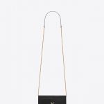 Saint Laurent Black Crocodile-Embossed Kate Chain and Tassel Clutch Bag