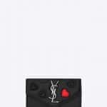 Saint Laurent Black Leather with Hearts Small Monogramme Envelope Clutch Bag