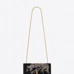 Saint Laurent Black Suede Embroidered Medium Kate Chain Bag