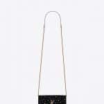 Saint Laurent Black Suede with Crystals Kate Chain Clutch Bag
