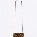 Saint Laurent Black/Camel Leopard Print Sunset Chain Clutch Bag