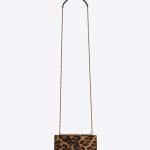 Saint Laurent Black/Camel Leopard Print Sunset Chain Clutch Bag