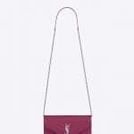 Saint Laurent Peony Pink Matelasse Monogram Envelope Chain Wallet