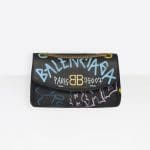 Balenciaga Black Graffiti BB Round M Bag