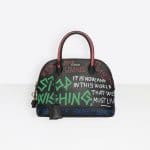 Balenciaga Black:Multicolor Graffiti Ville Top Handle S Bag