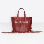 Balenciaga Red Tasseled Laundry Cabas XS Bag
