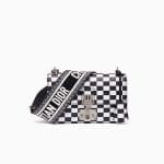 Dior Black/White Checkered Print Small Dioraddict Flap Bag with Christian Dior Strap