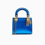 Dior Blue Metallic Calfskin Mini Lady Dior Bag with Chain