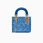 Dior Blue Mosaic Embroidered Mini Lady Dior Bag with Chain