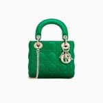 Dior Green Lambskin Mini Lady Dior Bag with Chain