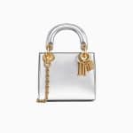 Dior Silver-Tone Metallic Calfskin Mini Lady Dior Bag with Chain