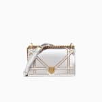 Dior Silver-Tone Studded Metallic Calfskin Small Diorama Bag