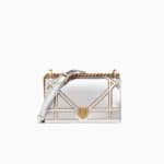Dior Silver-Tone Studded Metallic Calfskin Small Diorama Bag