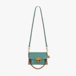 Givenchy Aqua/Taupe Leather/Suede GV3 Mini Flap Bag