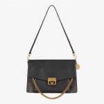 Givenchy Black/Gray Leather/Suede GV3 Medium Flap Bag
