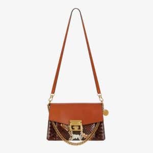 Givenchy Mahogany/Chestnut Python/Leather GV3 Small Flap Bag