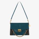 Givenchy Prussian Blue/Gray Leather/Suede GV3 Medium Flap Bag