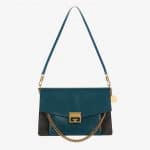 Givenchy Prussian Blue/Gray Leather/Suede GV3 Medium Flap Bag