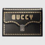 Gucci Black Guccy Print Portfolio Bag