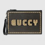 Gucci Black Guccy Print Pouch Bag