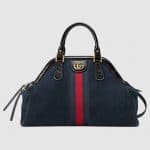 Gucci Blue Suede RE(BELLE) Medium Top Handle Tote Bag