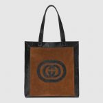 Gucci Chestnut Suede Logo Ophidia Large Tote Bag