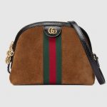 Gucci Chestnut Suede Ophidia Dome Shaped Small Shoulder Bag