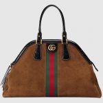 Gucci Chestnut Suede RE(BELLE) Large Top Handle Tote Bag