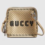 Gucci Metallic Gold Guccy Print Mini Shoulder Bag