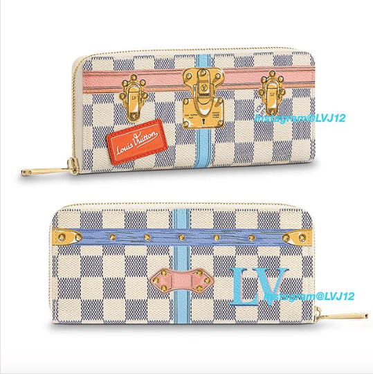Louis Vuitton Wallet Clemence Damier Azur Summer Trunk Collection White/Blue /Pink in Coated Canvas with Gold-tone - US