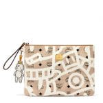 MCM x Eddie Kang Beige Loveless Top Zip Pouch with Wristlet