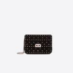 Valentino Black Velvet Rockstud Spike Small Chain Bag