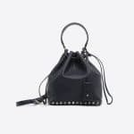 Valentino Dark Blue Rockstud Small Bucket Bag