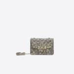 Valentino Dove Gray Swarovski Embellished Demilune Mini Crossbody Bag