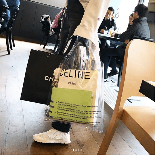 Celine Transparent Plastic Bag with Zip Pouch Clutch