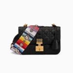 Dior Black Dioraddict Flap Bag with Multi-coloured Strap
