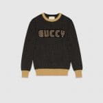 Gucci Black Guccy Print Knit Top