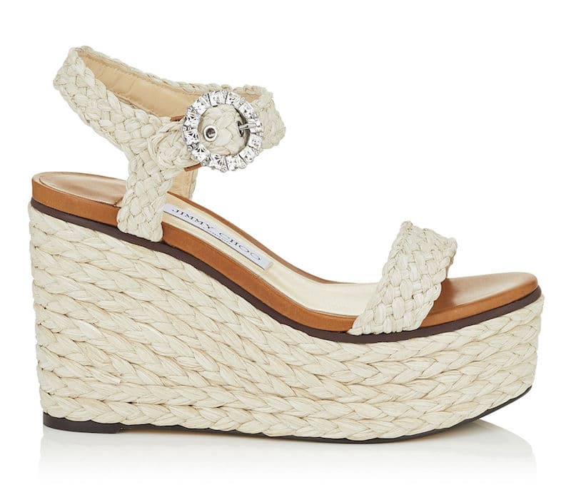 Jimmy Choo Natural Raffia Wedge Sandals