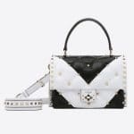 Valentino Black/White V Intarsia Candystud Top Handle Bag