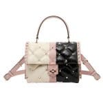 Valentino Ivory/Pink/Black Lambskin/Snakeskin Candystud Top Handle Bag